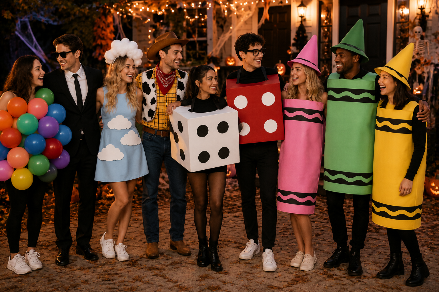 Group in Halloween costumes